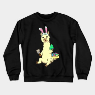 Easter - Cute llama painting Easter eggs Crewneck Sweatshirt